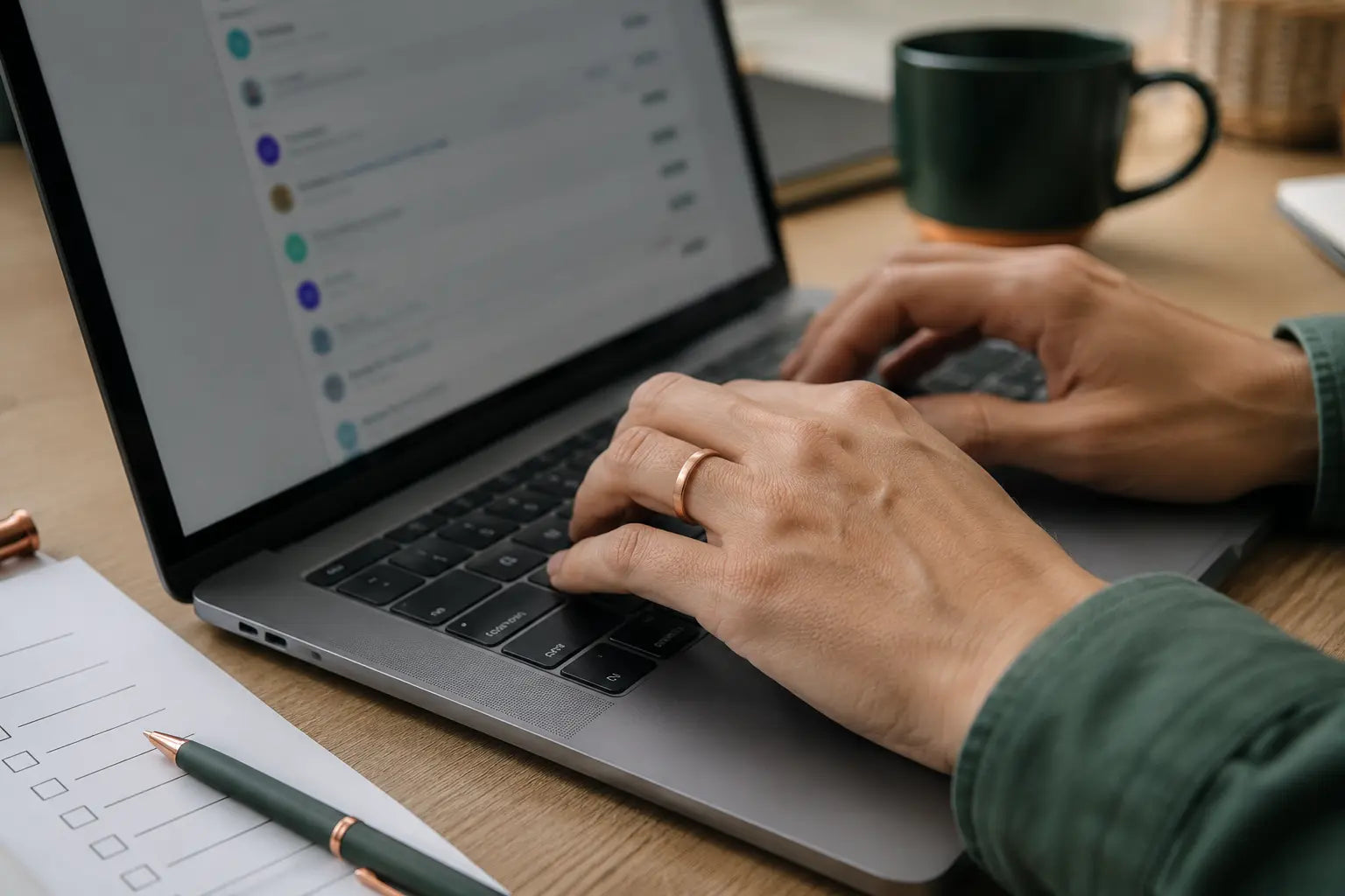 Administrative work being completed through a laptop workflow